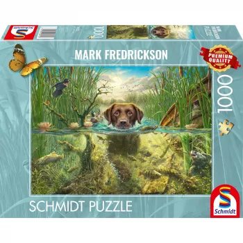 Mark Fczerwonyrickson: dog love - brown Labrador w chłodnej wodzie, Puzzle 1000 elementów