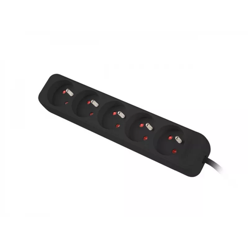 Przedłużacz Lanberg PS0-05E-0300-BK 3 m, 5 gniazd AC, czarny, do użytku wewnętrznego (PS0-05E-0300-BK)
