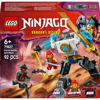 LEGO NINJAGO zestaw 71827 Mech bojowy Zane'a, 92 elementy, 2 minifigurki, wysokość 100 mm, wiek 6+