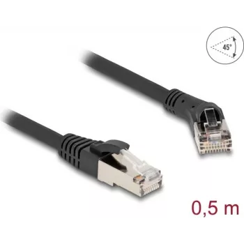 Kabel sieciowy DeLOCK RJ45 Cat.8.1 45° kątowy na prosty 0,5 m czarny