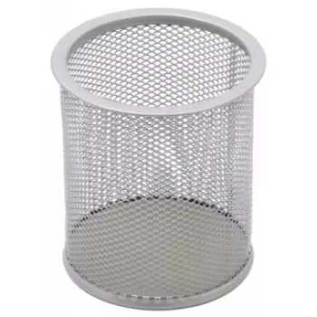 Piórnik Forpus, okrągły, srebrny, pusty, perforowany metal 1005-009
