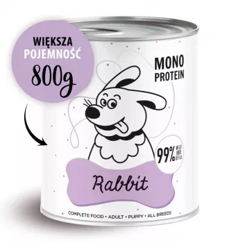 Mokra karma dla psów PAKA ZWIERZAKA Pepe Rabbit 800 g — pełnoporcjowa karma w puszce dla dorosłych psów, królik, wilgotność 85,4%