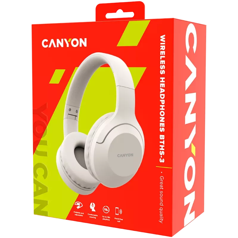Słuchawki Bluetooth Canyon BTHS-3 nauszne/stereo/BT5.1 beżowe retail (CNS-CBTHS3BE)