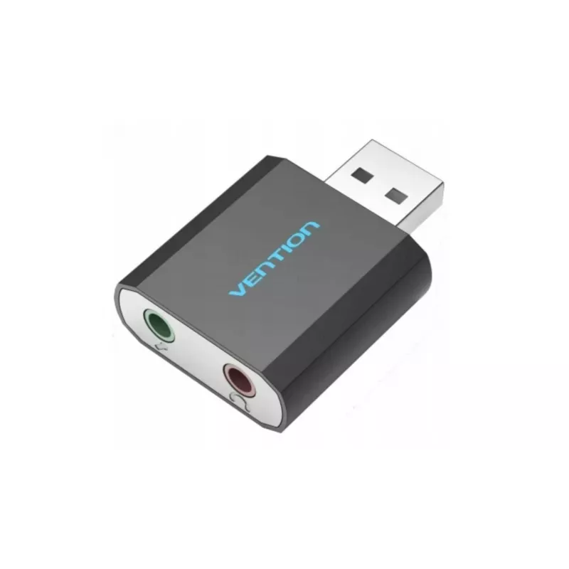 Vention USB zewnętrzna karta dźwiękowa czarna metalowa