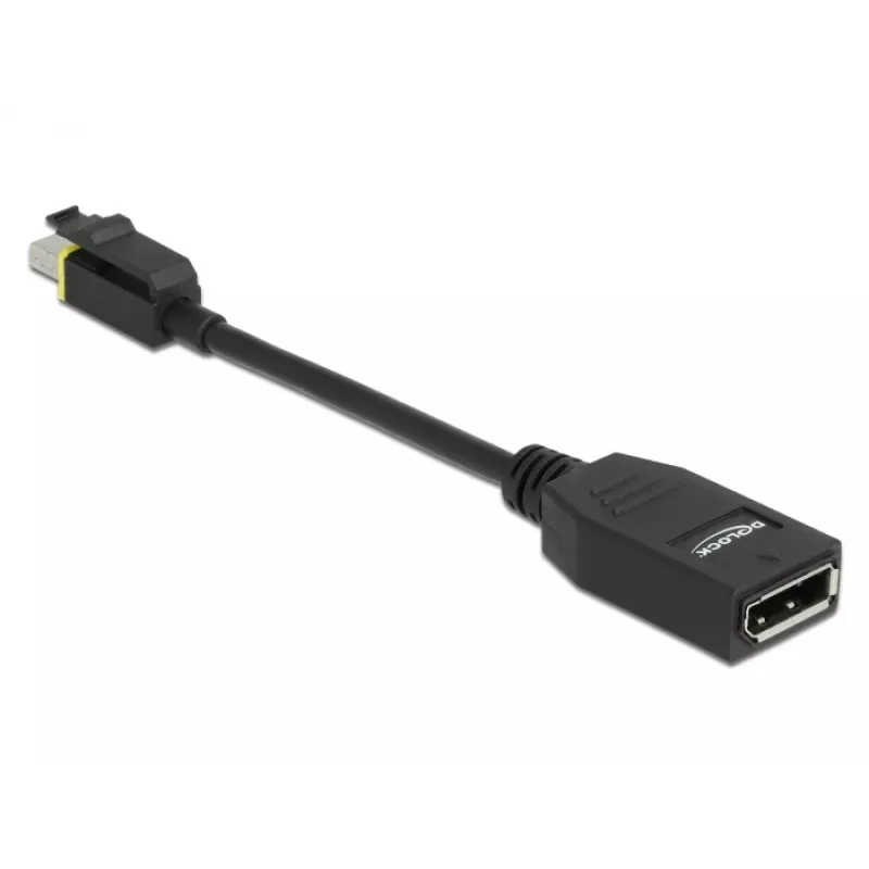 DeLOCK - Adapter DisplayPort - Mini DisplayPort (M) z zatrzaskiem na DisplayPort (W) - DisplayPort 1.4 - 15 cm - bezhalogenowy, obsługa 8K - czarny (65978)