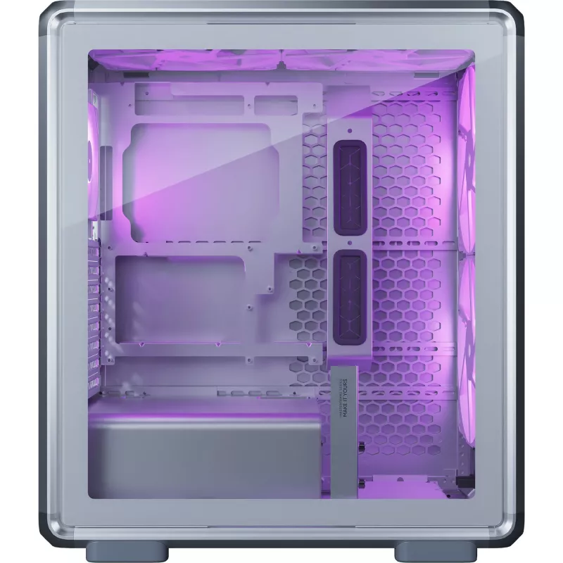 PC Midi Tower Cooler Master MasterFrame 500 Mesh — Czarny z przezroczystym bokiem, obsługuje zasilacze ATX, 2x200mm przód + 1x120mm tył, dyski 2,5 cala/3,5 cala