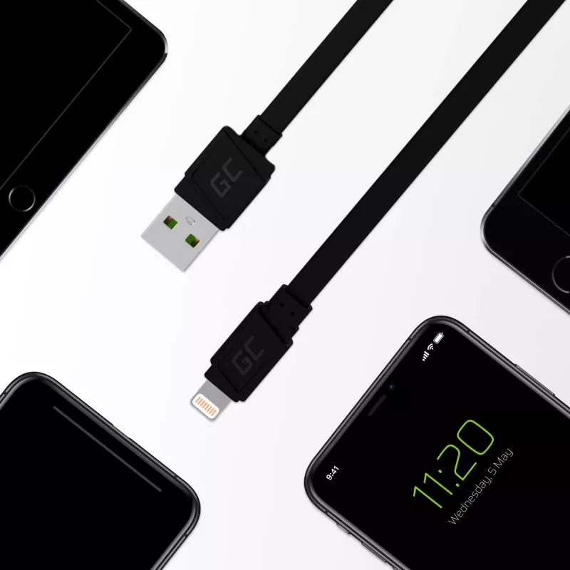 Green Cell KABGC02 kabel lightning 0.25 m Czarny