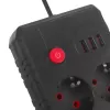 Listwa zasilająca MACLEAN MCE388 B — 2 gniazda AC, 3×USB A, 110–120V 50/60Hz, 2500W, kabel 3 m, czarny
