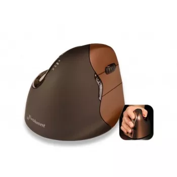 BakkerElkhuizen Evoluent 4 Small Wireless, Prawa ręka, Pionowa konstrukcja, Laser, RF Wireless, 2600 DPI, Czarny, Brązowy