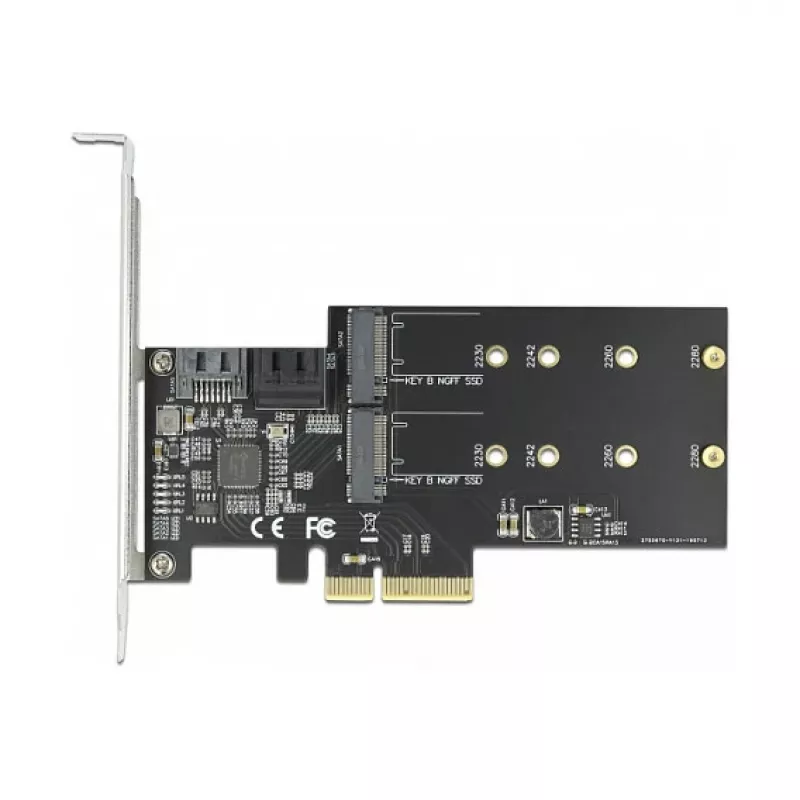 Karta rozszerzeń SATA i M.2 PCI Express DeLOCK 3 porty SATA i 2 sloty M.2 Key B