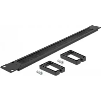DeLOCK Cable Management Brush Strip with 2 hooks - Kabelführungspanel mit Bürste - Schwarz - 1U - 48,3 cm (19) (66486)