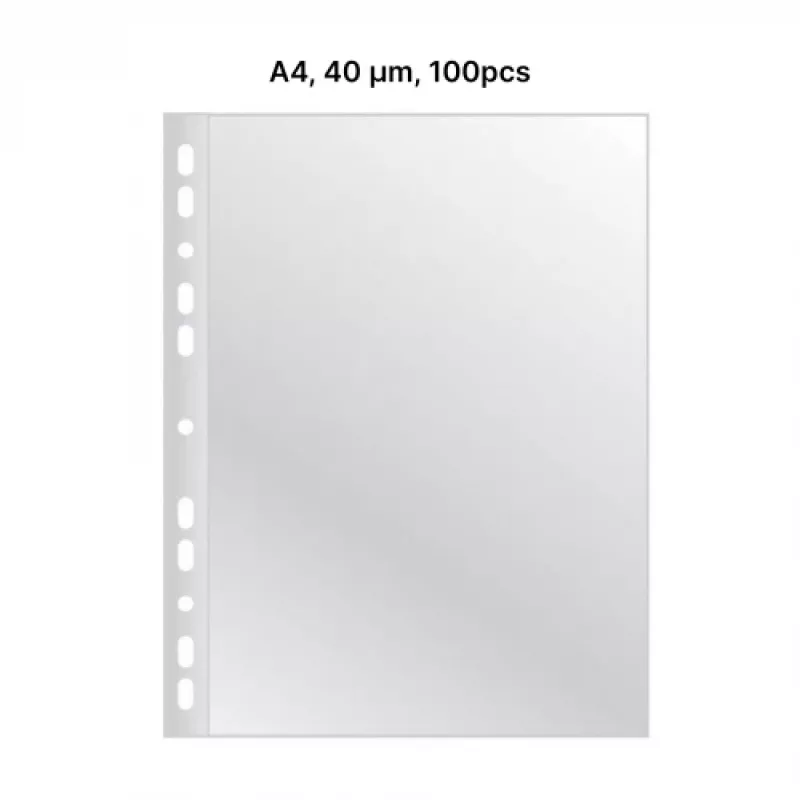 Koszulki AD Class PUNCHED POCKET Cristal Clear A4 40 mikr., opakowanie 100 szt.