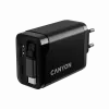 Ładowarka CANYON OnCharge 65RC z wbudowanym kablem USB-C, 65 W, 1x PD, 1x QC, wtyczka EU, czarna