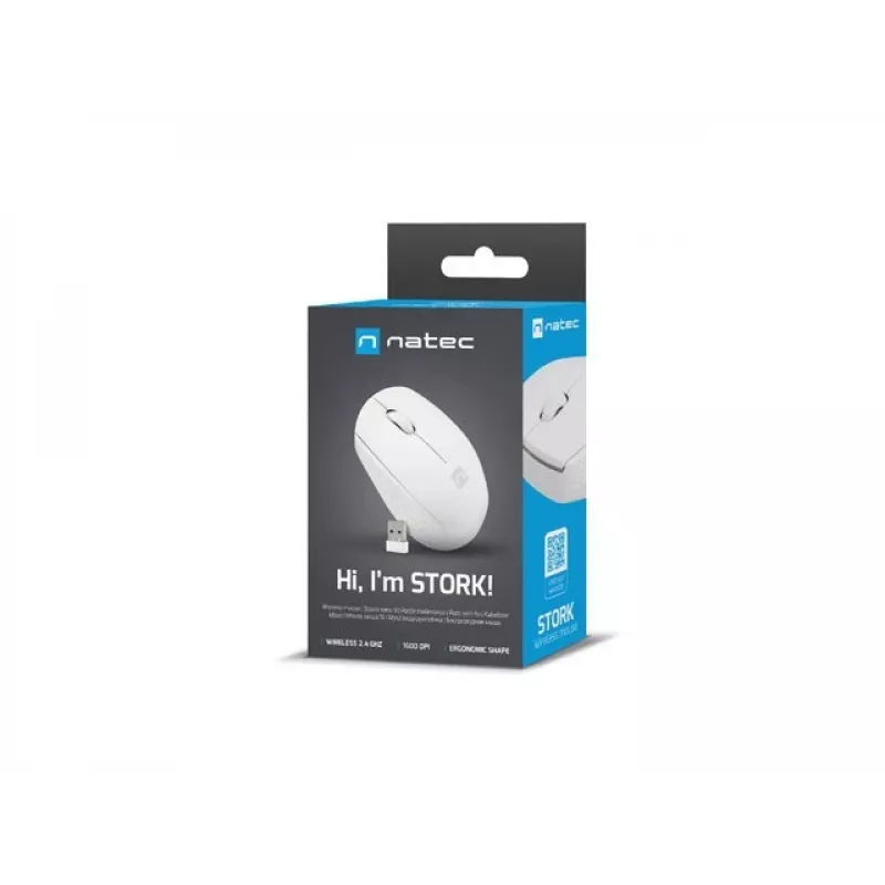NATEC Wireless mouse Stork 1600DPI optical white