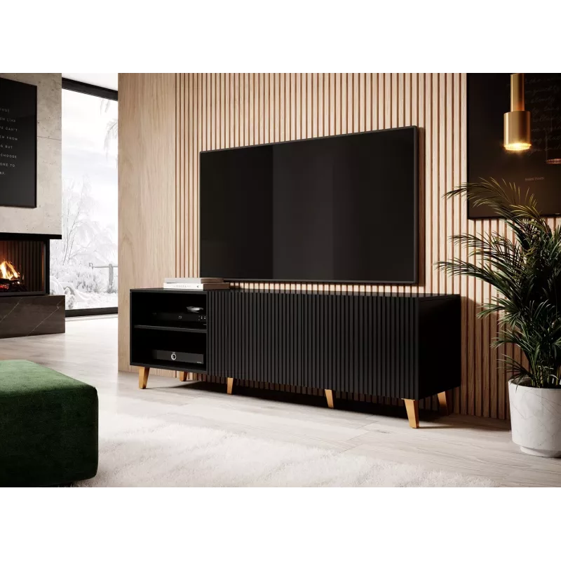 Cama szafka RTV PAFOS 150x42x52 czarny matowy