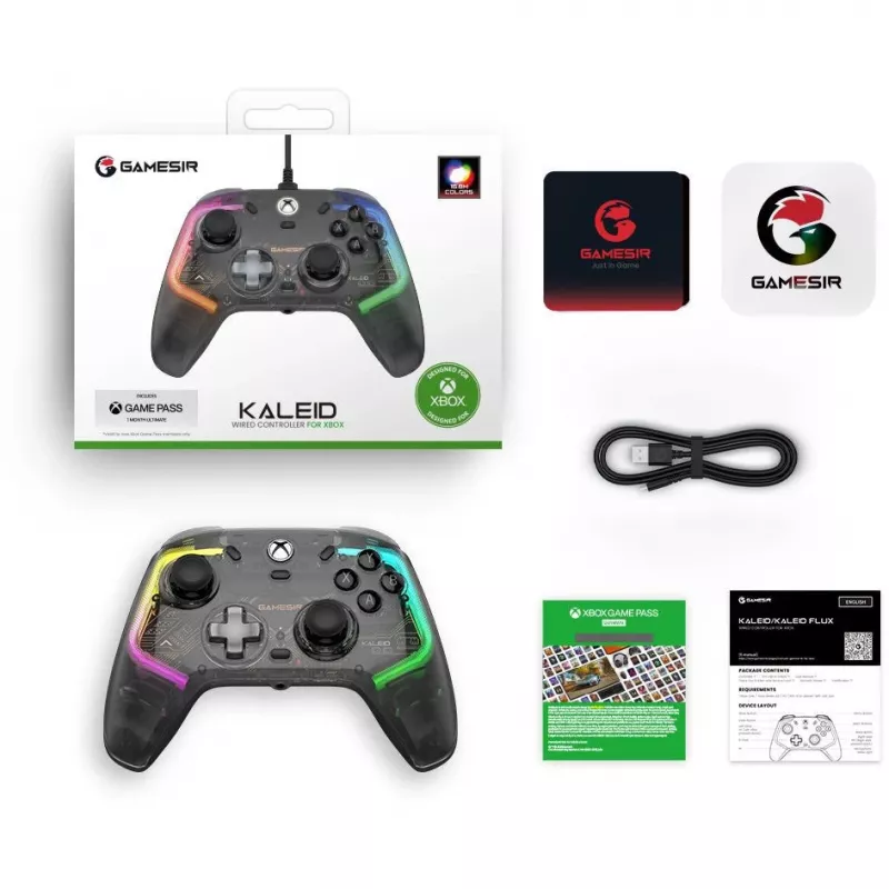 GameSir gamepad Kaleid Czarny Transparent przewodowy USB Type-C dla Xbox One / Xbox Series X / Series S, kabel 3 m