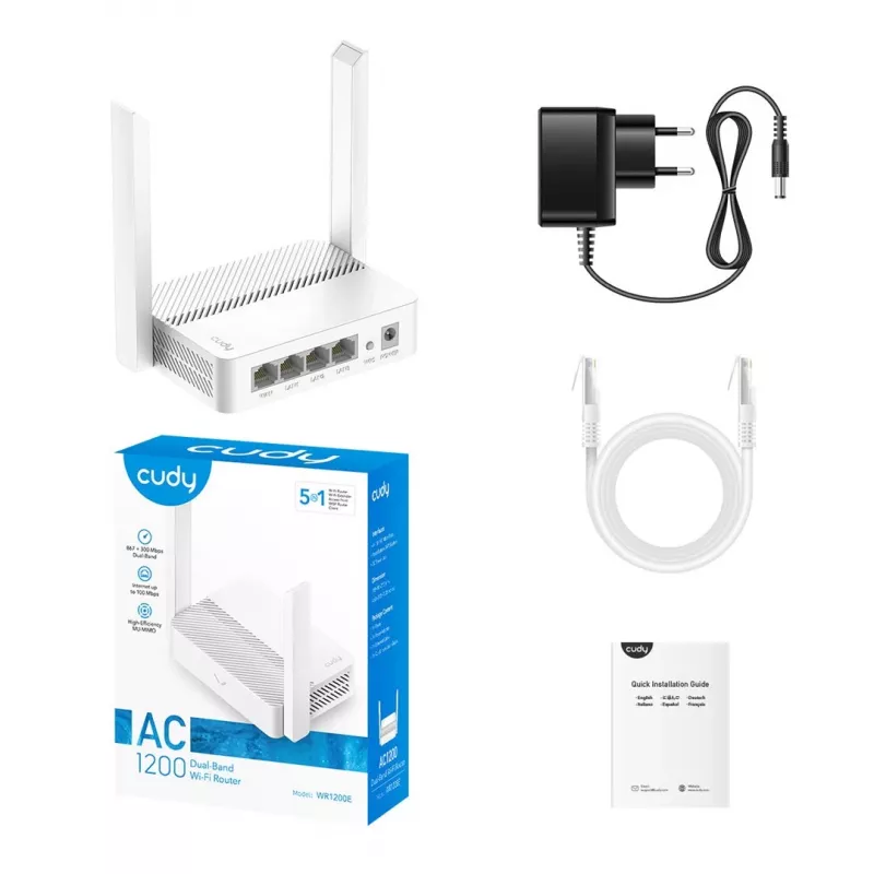 Bezprzewodowy router Cudy WR1200E Fast Ethernet Dual-band (2,4 GHz / 5 GHz) Biały