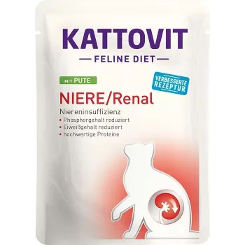 Mokra karma dla kota KATTOVIT Niere/Renal 85 g saszetka — 12 x 85 g, drób (wołowina, kurczak, kaczka, indyk) dla dorosłych kotów z niewydolnością nerek
