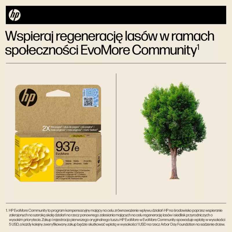 HP 937e EvoMore żółty Oryginalny wkład atramentowy