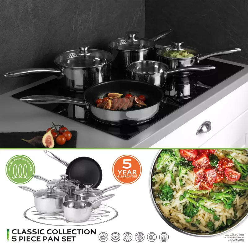 Zestaw garnków Russell Hobbs BW06572EU72 — 5-elementowy zestaw ze stali nierdzewnej