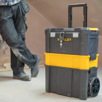 Twarda walizka na narzędzia Stanley Essential z tworzywa sztucznego, szara, żółta