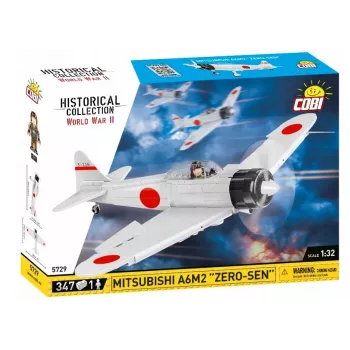 Zestaw klocków Cobi Mitsubishi A6M2 „Zero-Sen” — 347 elementów, zalecany wiek 3+