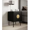 Zestaw 2 stolików nocnych cama meble PALAZZO 44,5×40×59 cm czarny i dąb kraft — 1 drzwiczki, laminat matowy, metalowe nogi