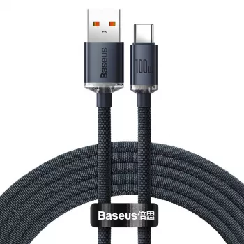 Przewód Baseus Crystal Shine USB na USB-C, 100W, 2m (czarny)