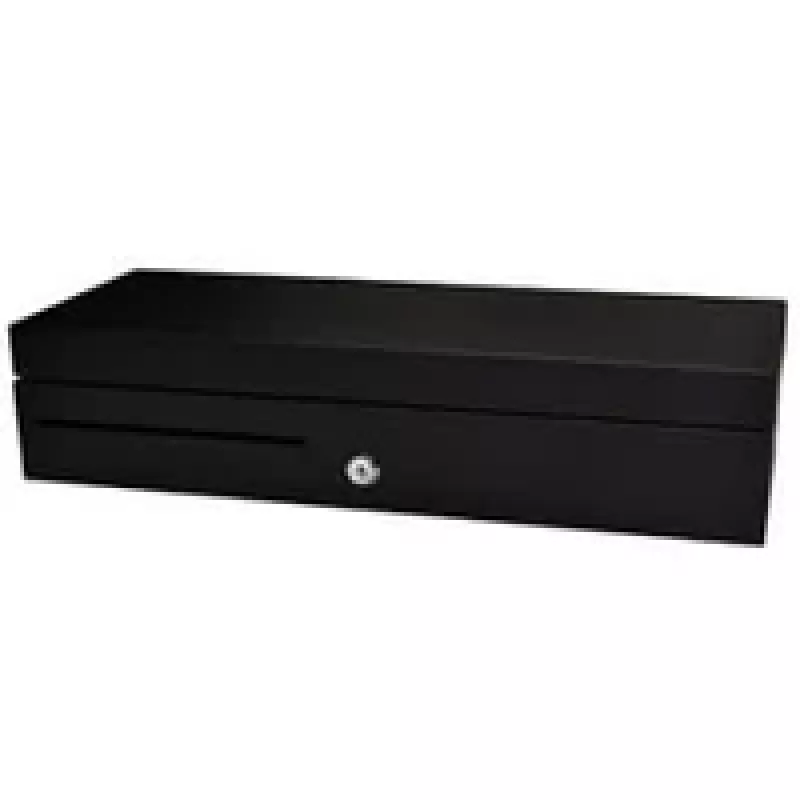 460 MM Szuflada z odchylaną klapą, czarna, wkład plastikowy z pokrywą Mlock, do kabli
