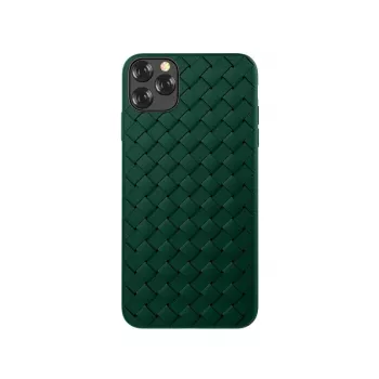 Ochronne miękkie etui Devia do iPhone 11 Pro Max z wzorem plecionki, zielone