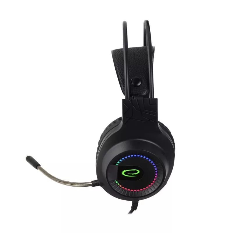 Przewodowe słuchawki ESPERANZA EGH7100 — nauszny zestaw słuchawkowy do gier, USB 2.0, kabel 1,5 m, mikrofon na wysięgniku, podświetlenie RGB, 32 Ω, przetworniki 4 cm, 269 g