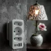 Rozgałęziacz zasilania MACLEAN MCE248 F/W — 3 gniazda AC (1×16A, 2×6A) + 4×USB (2×A, 2×C PD 20W), wtyczka EU, biały