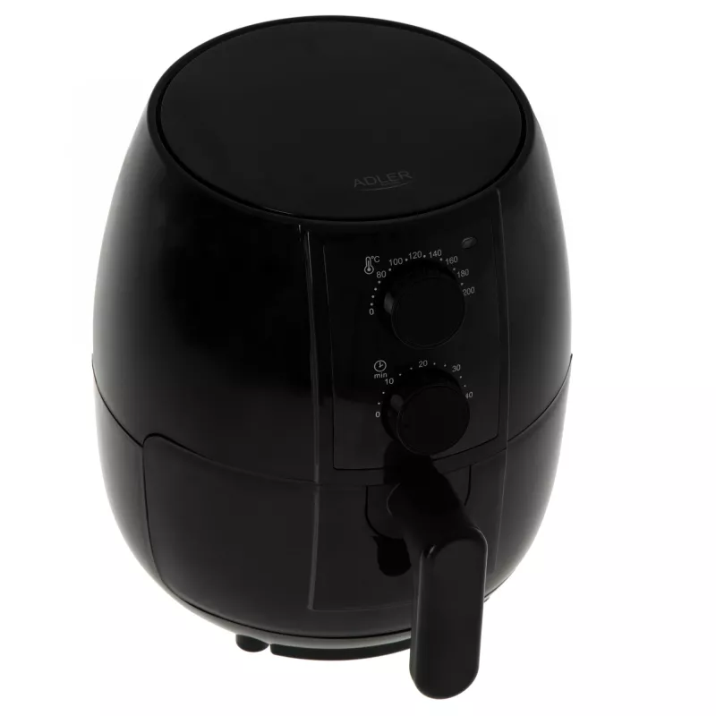 Gorąc powietrzny frytkownica Adler AD 6312 — 2,5 L, 1600 W, czarna, 80–200°C, timer 60 min