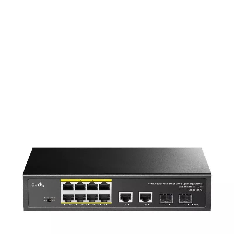 Cudy GS1010PS2 przełącznik sieciowy Niezarządzalny Gigabit Ethernet (10/100/1000) Power over Ethernet (PoE) Czarny