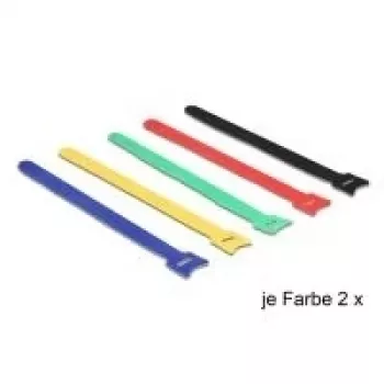 DeLOCK 18636 Opaska zaciskowa nylonowa czarna niebieska zielona czerwona żółta 240mm 10szt.