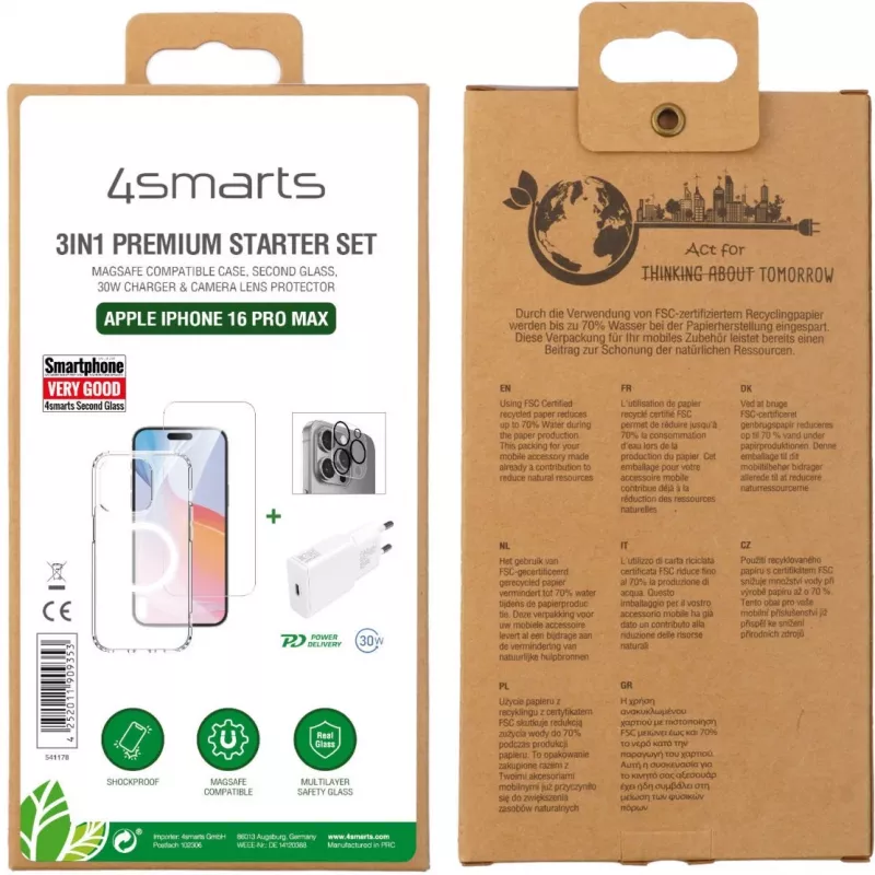 Ładowarka sieciowa 4smarts 541178 przezroczysto-biała szybkie ładowanie USB Type-C