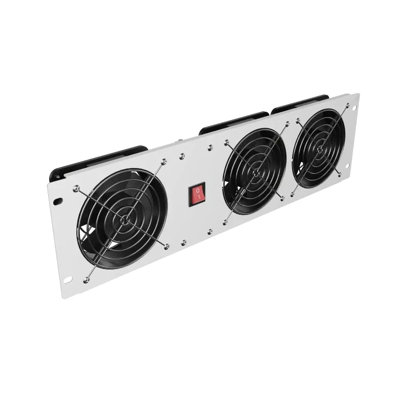 Pionowy panel wentylacyjny 19 cali do szafy rack, 3 wentylatory, 230V, szary