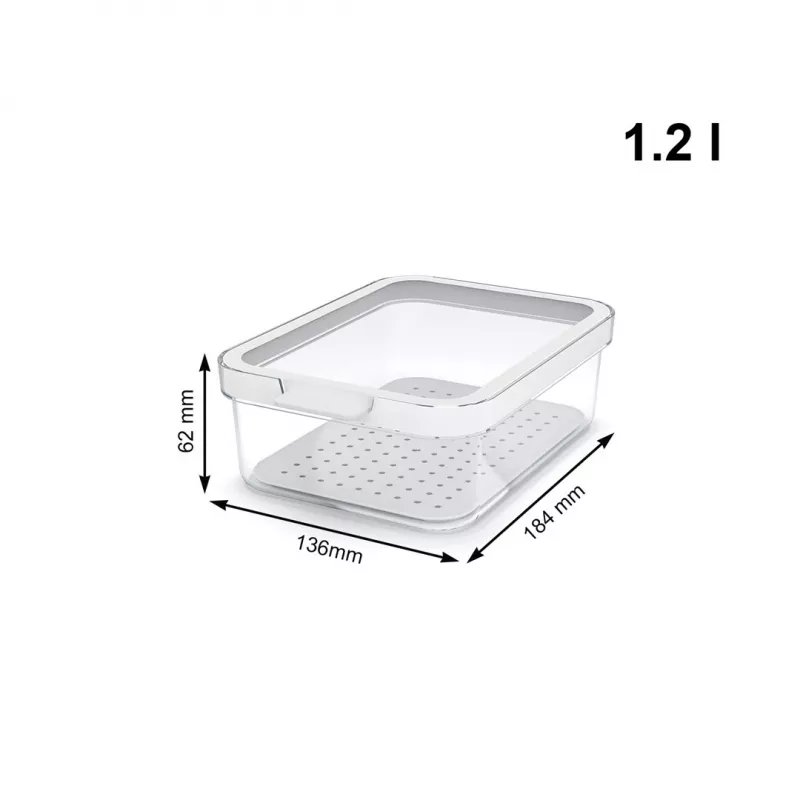 Pojemnik na żywność rotho 1053201100 prostokątny 1,2 l przezroczysty biały, technopolimer, można myć w zmywarce