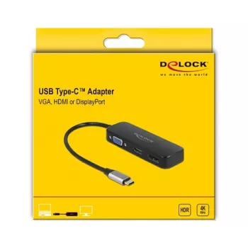 DeLOCK Adapter USB Type-C na VGA HDMI DisplayPort 4K 60 Hz