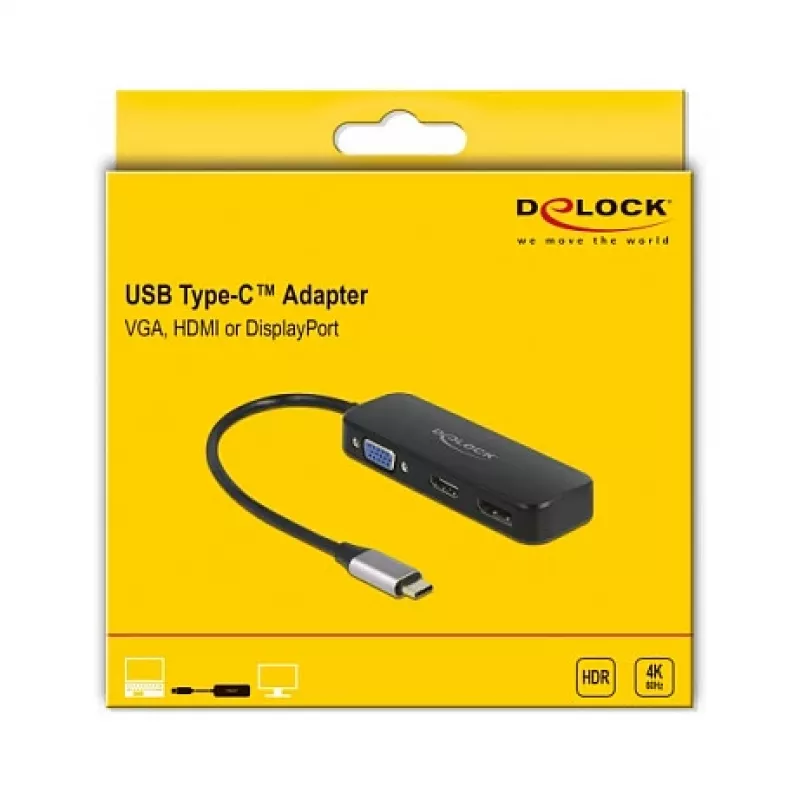 DeLOCK Adapter USB Type-C na VGA HDMI DisplayPort 4K 60 Hz