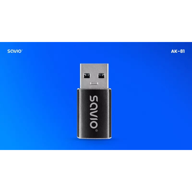 Savio AK-81 Adapter kabla wideo USB-C na USB-A Czarny