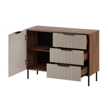 Komoda cama meble ALMERA 104x42x75 cm, orzech/cashmere, 3 szuflady, płyta wiórowa