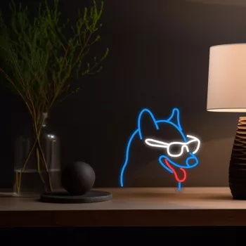 Neon Lights sign MANTA Neon Lights Dog with Glasses Manta SNL69MT — dekoracyjna lampa ścienna LED w stylu neonu