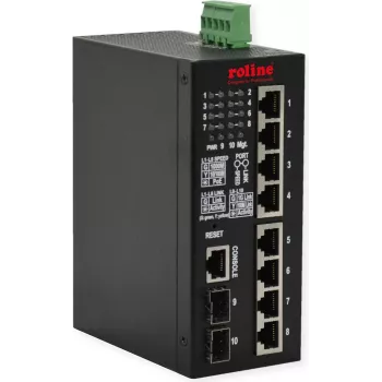 ROLINE Przemysłowy zarządzalny switch Gigabit Ethernet 8x + 2x dual-speed SFP 240W - Switch - 1 Gbps - 10 portów - Power over Ethernet - Zarządzalny (21.13.1131)