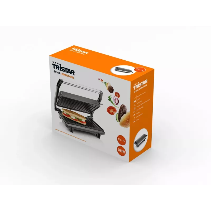 Grill kontaktowy Tristar GR-2650 700 W czarny stal nierdzewna prostokątny