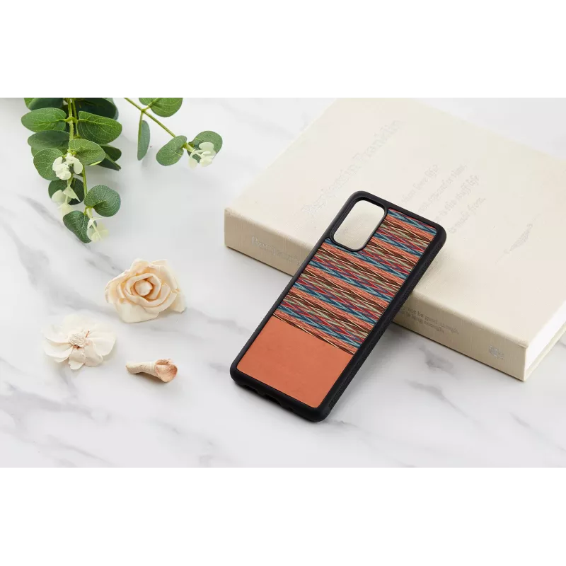 Etui na telefon man and wood do Samsung Galaxy S20+ — brązowa krata z czarnym wykończeniem
