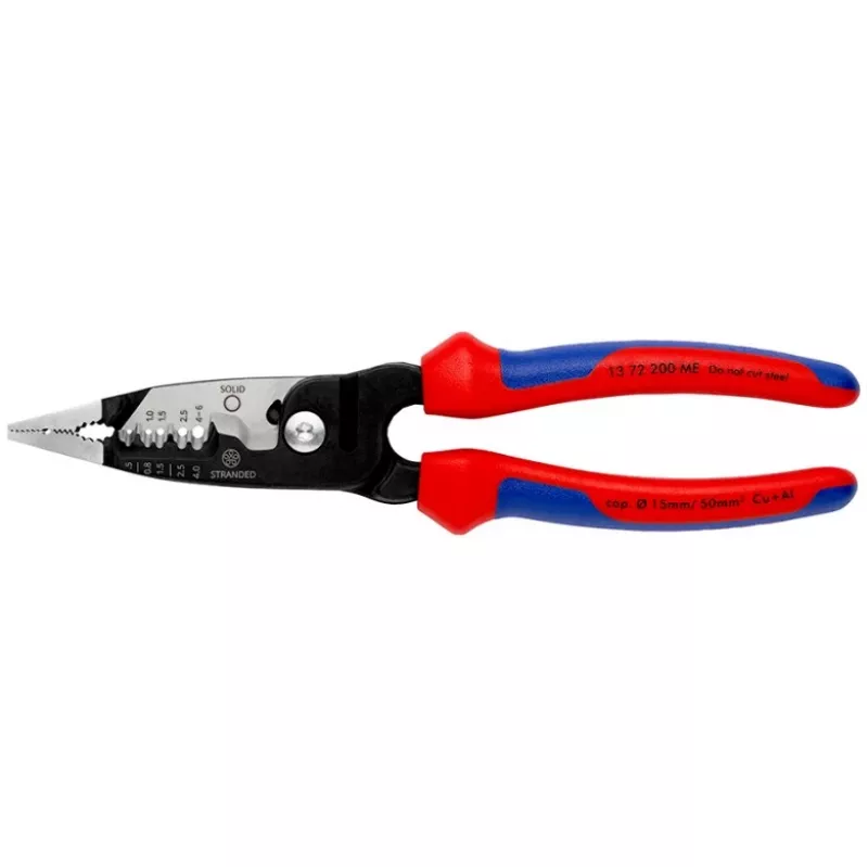 Knipex 13 72 200 ME ściągacz izolacji Czarny, Niebieski, Czerwony, Stal nierdzewna