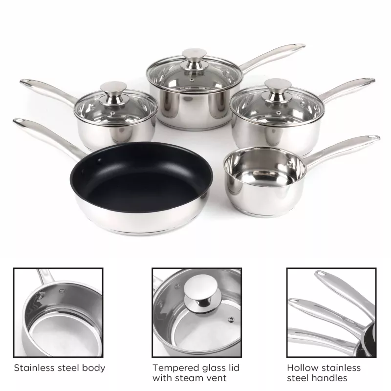 Zestaw garnków Russell Hobbs BW06572EU72 — 5-elementowy zestaw ze stali nierdzewnej