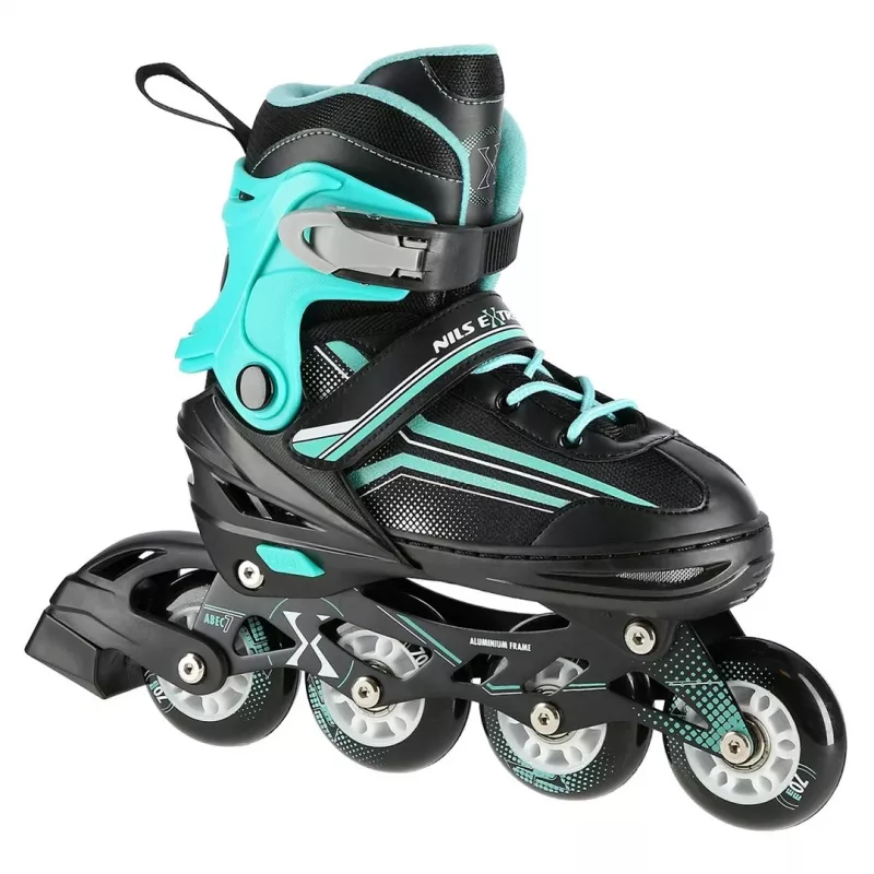Nils Extreme NH18190 2IN1 Skates Czarny/niebieski SIZE. M (34-38)) Z wymiennymi łyżwami hokejowymi