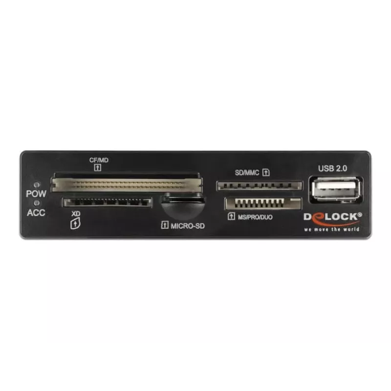 DeLOCK 91708 Czytnik kart USB 2.0 Wewnętrzny Czarny Szary CF SD MicroSD